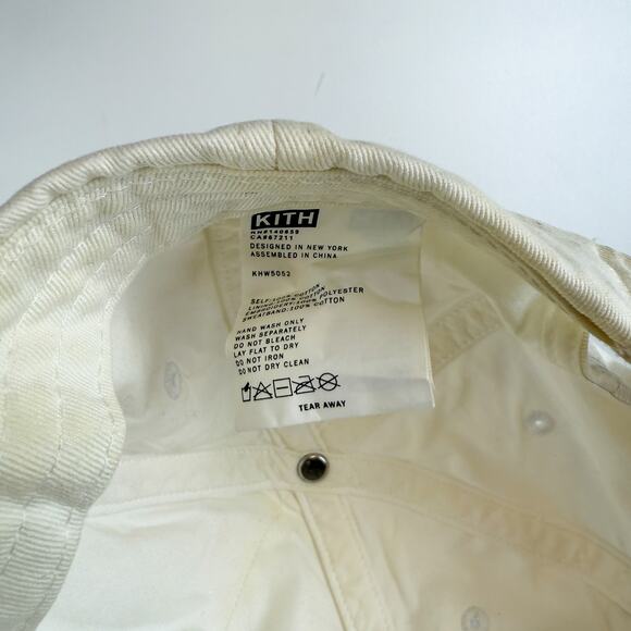 Kith Kids Script Greenwich Baseball Cap Hat Beige White Cotton Twill - OS - Picture 9 of 11